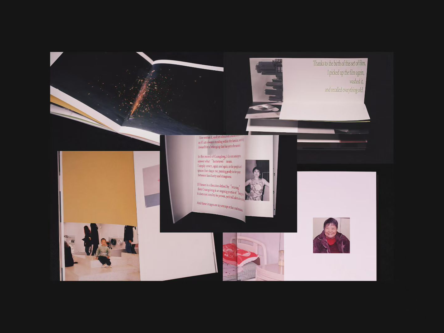 Photographs and papers on a wall
